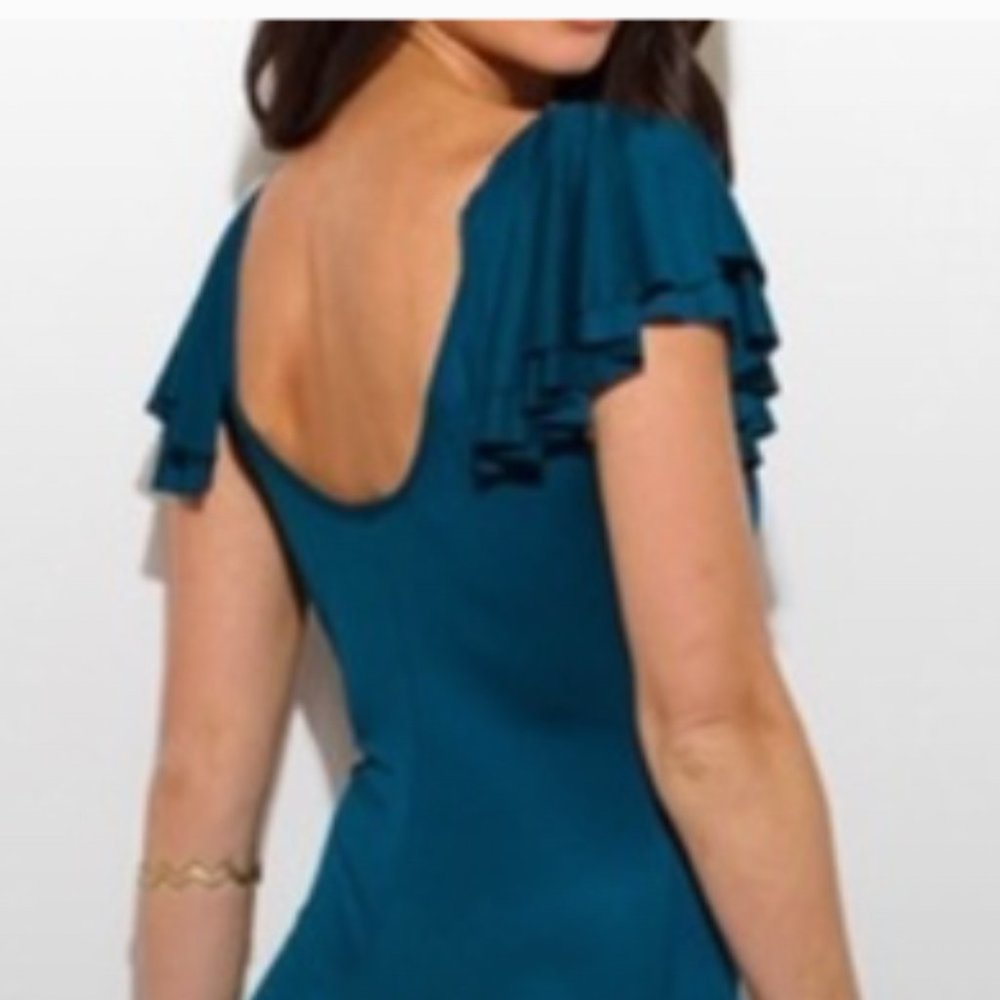 Sexy, slinky teal blue bodysuit L - Picture 3 of 3